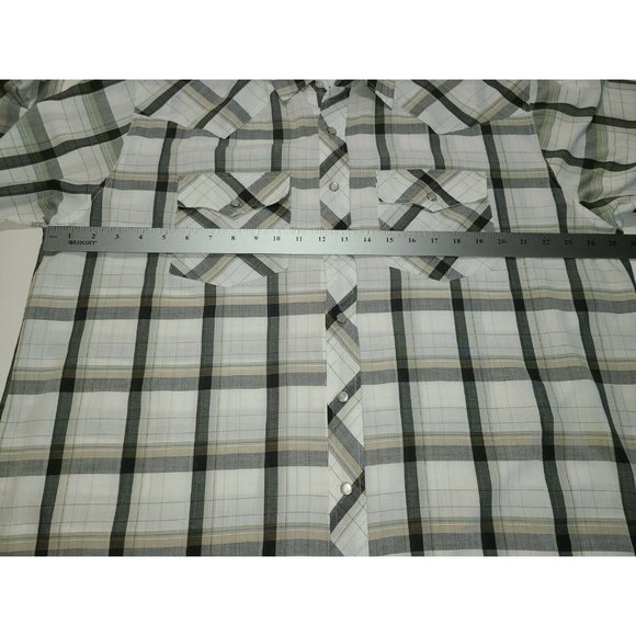 VTG Uniform Code Men's Size L/XL Pearl Snap Western Shirt Gray Khaki Plaid - Picture 3 of 8